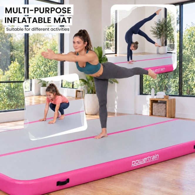 Air Track Powertrain 6m x 2m Gymnastics Mat Tumbling Exercise - Grey Pink Image 7