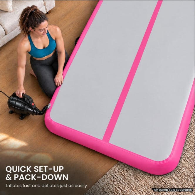 Air Track Powertrain 6m x 2m Gymnastics Mat Tumbling Exercise - Grey Pink Image 8