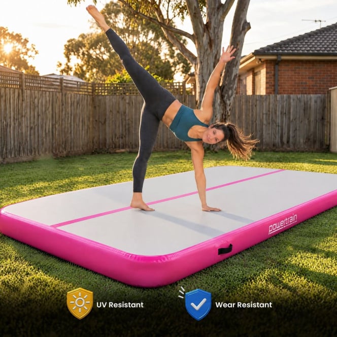 Air Track Powertrain 6m x 2m Gymnastics Mat Tumbling Exercise - Grey Pink Image 9