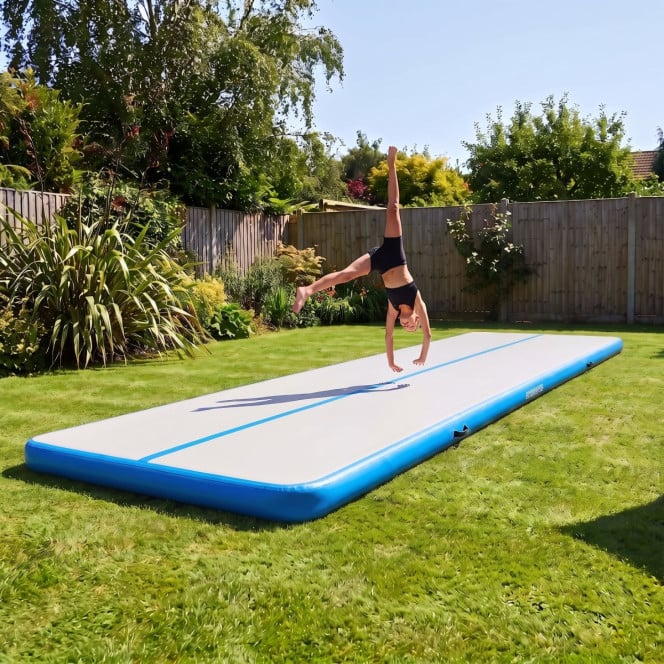 Air Track Powertrain 6m x 2m Gymnastics Mat Tumbling Exercise - Grey Blue Image 2