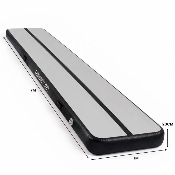 Air Track Powertrain 7m x 1m Inflatable Tumbling Mat Gymnastics - Grey Black Image 3
