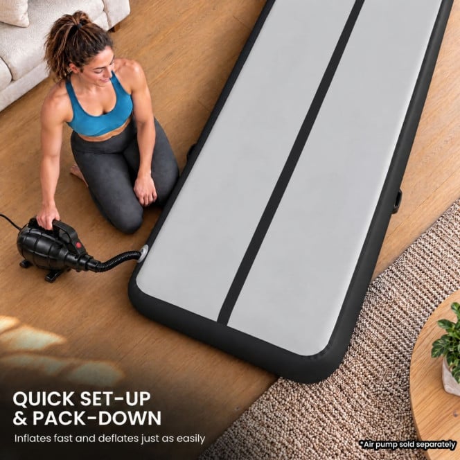 Air Track Powertrain 7m x 1m Inflatable Tumbling Mat Gymnastics - Grey Black Image 8