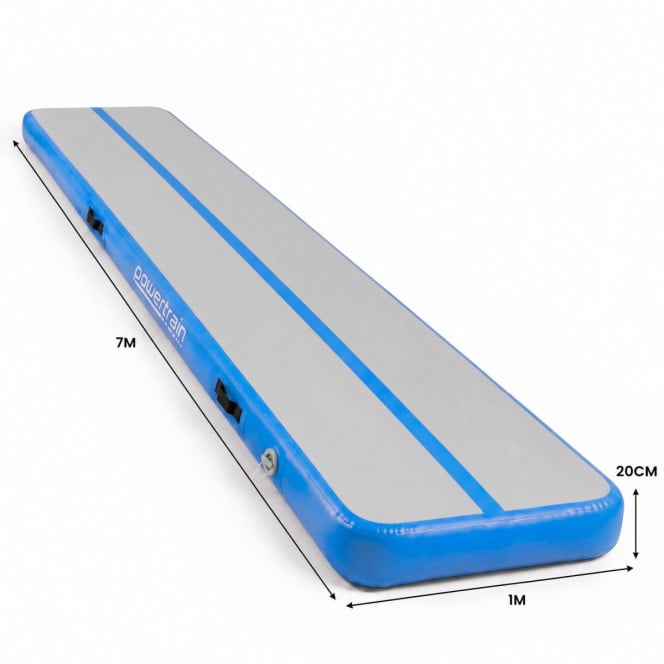 Air Track Powertrain 7m x 1m Inflatable Gymnastics Mat Tumbling - Grey Blue Image 3