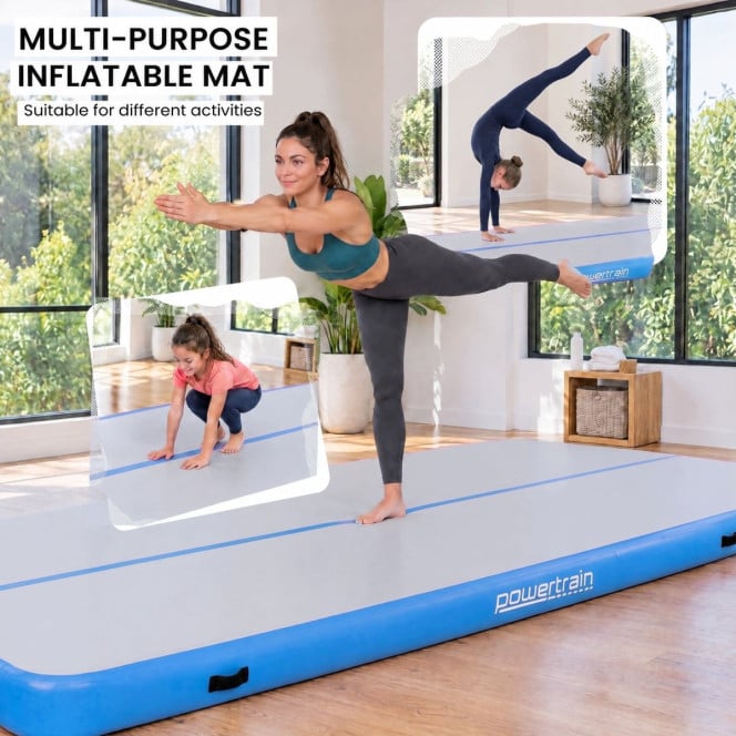 Air Track Powertrain 7m x 1m Inflatable Gymnastics Mat Tumbling - Grey Blue Image 7