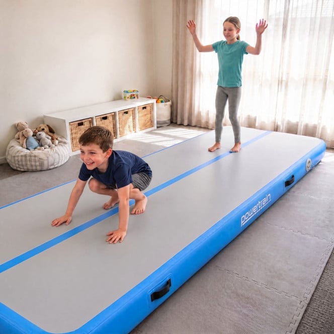 Air Track Powertrain 7m x 1m Inflatable Gymnastics Mat Tumbling - Grey Blue Image 12
