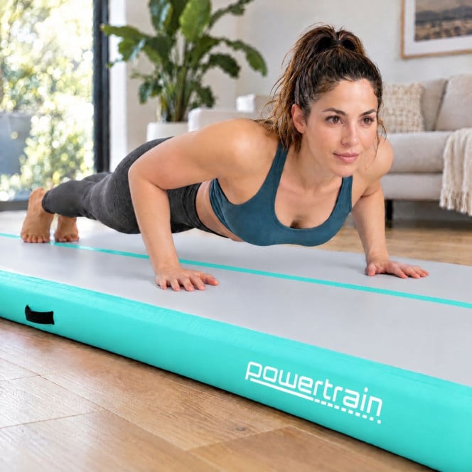 Air Track Powertrain 7m x 1m Inflatable Gymnastics Mat Tumbling - Grey Green Image 14