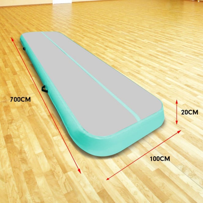 Air Track Powertrain 7m x 1m Inflatable Gymnastics Mat Tumbling - Grey Green Image 2