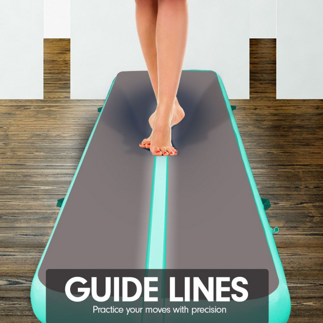 Powertrain 7m x 1m Air Track Inflatable Gymnastics Mat Tumbling - Grey Green Image 4 image 4