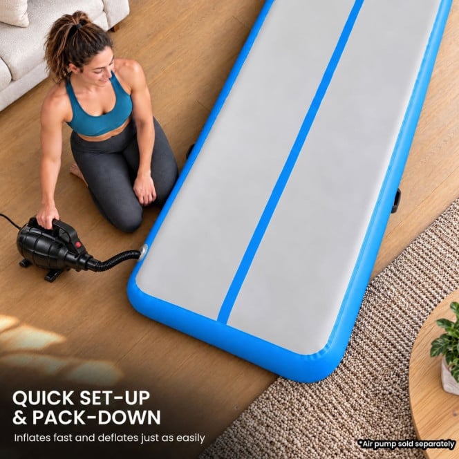 Air Track Powertrain 8m x 1m Inflatable Gymnastics Mat Tumbling - Grey Blue Image 8