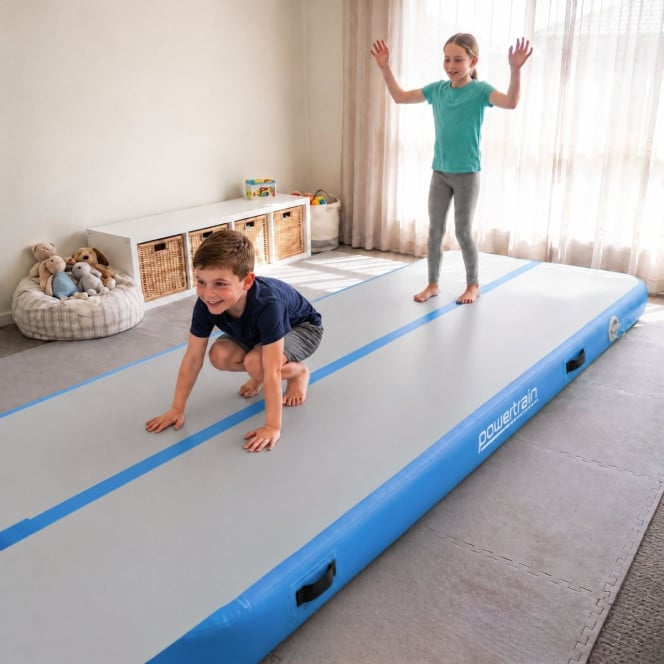 Air Track Powertrain 8m x 1m Inflatable Gymnastics Mat Tumbling - Grey Blue Image 12