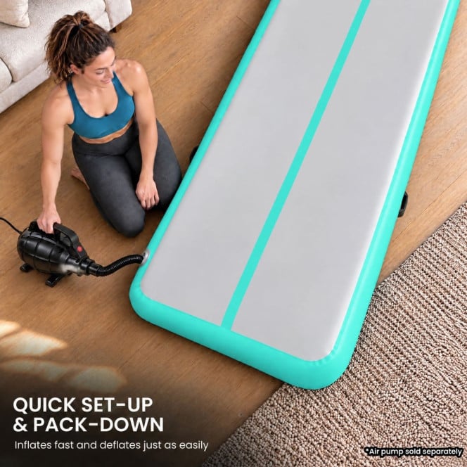 Air Track Powertrain 8m x 1m  Inflatable Gymnastics Mat Tumbling - Grey Green Image 8