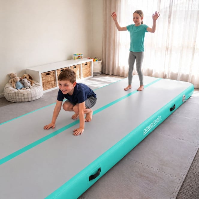 Air Track Powertrain 8m x 1m  Inflatable Gymnastics Mat Tumbling - Grey Green Image 12
