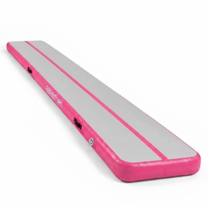 Air Track Powertrain 8m x 1m Inflatable Gymnastics Mat Tumbling - Grey Pink Image 2