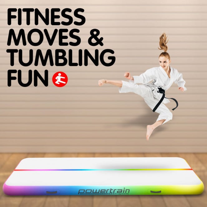 3m x 1m Air Track Tumbling Mat Gymnastics Exercise Inflatable - Rainbow Image 5 image 5