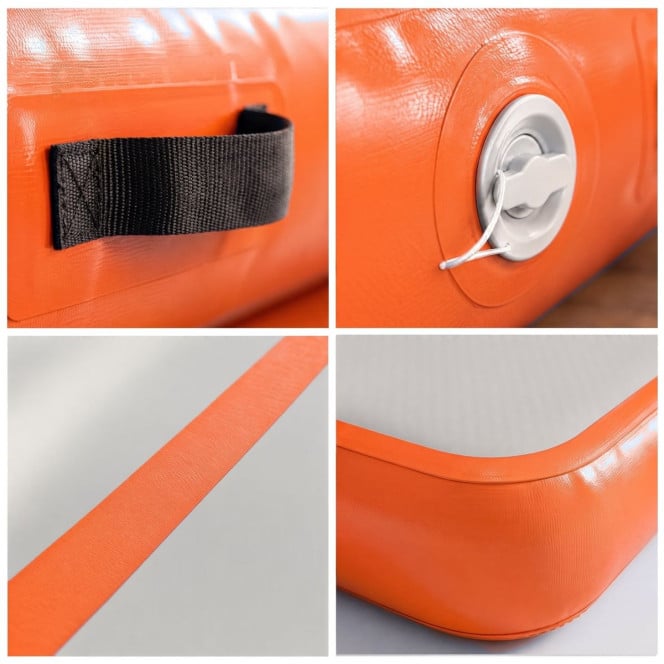 Powertrain 3m x 1m Inflatable Air Track 20cm Thick Gymnastics Exercise Tumbling Mat in Grey Orange with Electric Pump Image 4