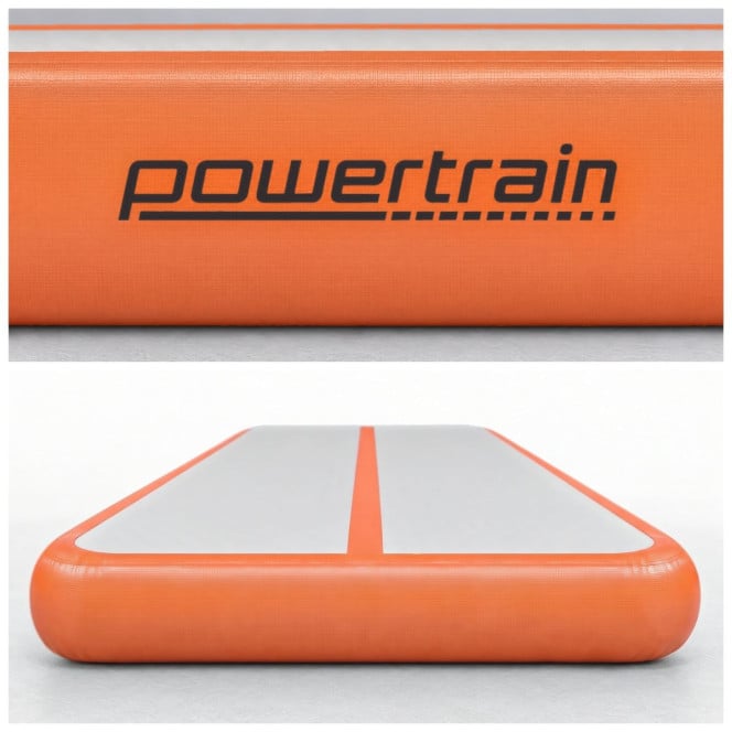 Powertrain 3m x 1m Inflatable Air Track 20cm Thick Gymnastics Exercise Tumbling Mat in Grey Orange with Electric Pump Image 5