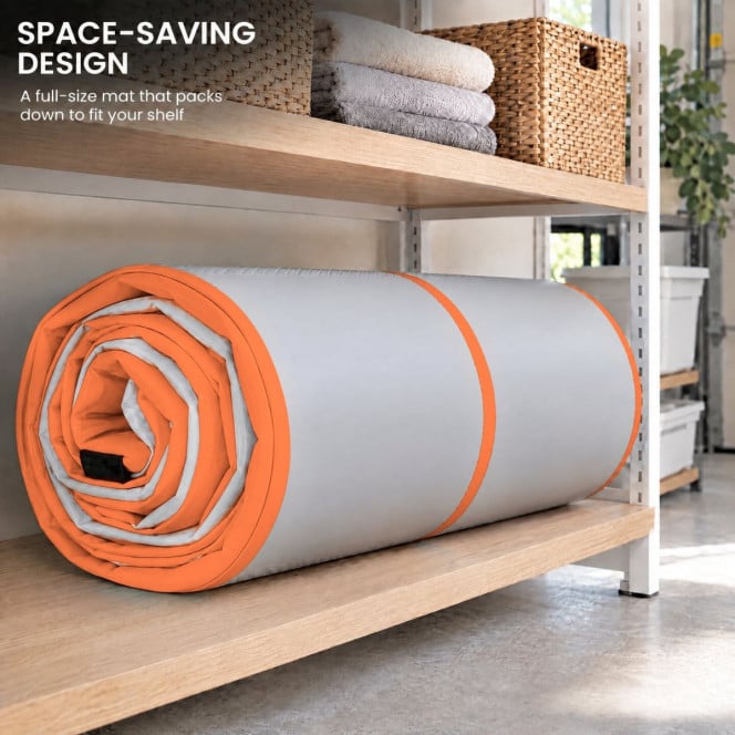 Powertrain 3m x 1m Inflatable Air Track 20cm Thick Gymnastics Exercise Tumbling Mat in Grey Orange with Electric Pump Image 11