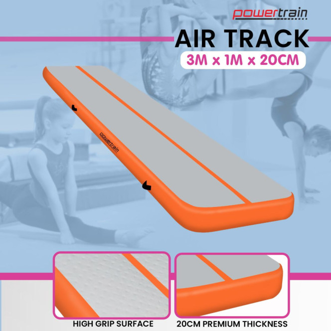 3m x 1m x 20cm Air Track Inflatable Tumbling Mat Gymnastics - Orange Image 2