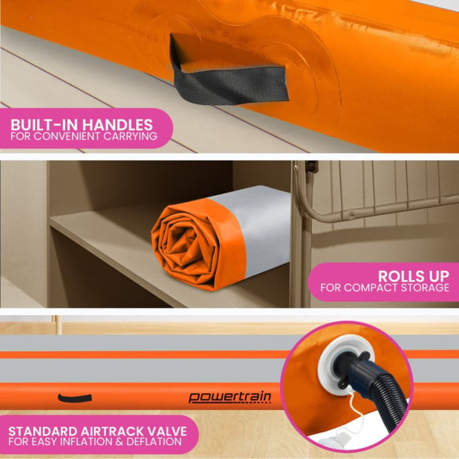 3m x 1m x 20cm Air Track Inflatable Tumbling Mat Gymnastics - Orange Image 7