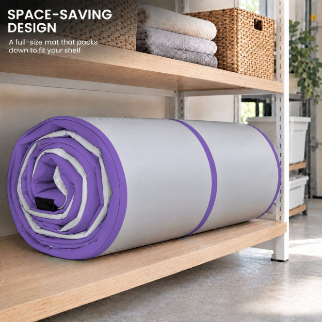 Powertrain 3m x 1m Inflatable Air Track 20cm Thick Gymnastics Exercise Tumbling Mat in Grey Purple with Electric Pump Image 11