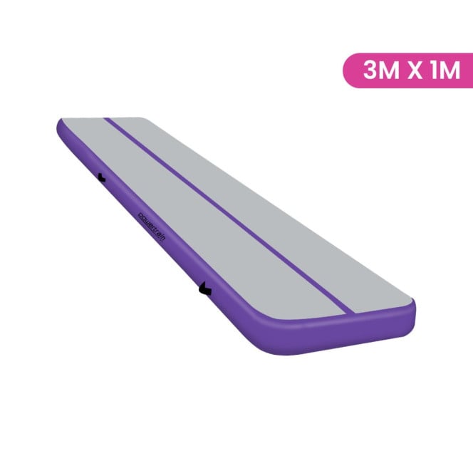 Powertrain 3m x 1m x 20cm Air Track Inflatable Tumbling Mat Gymnastics Exercise Purple Grey Image 2