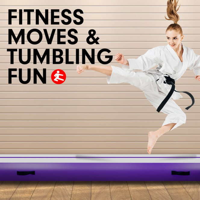 3m x 1m x 20cm Air Track Inflatable Tumbling Mat Gymnastics - Purple Grey Image 8