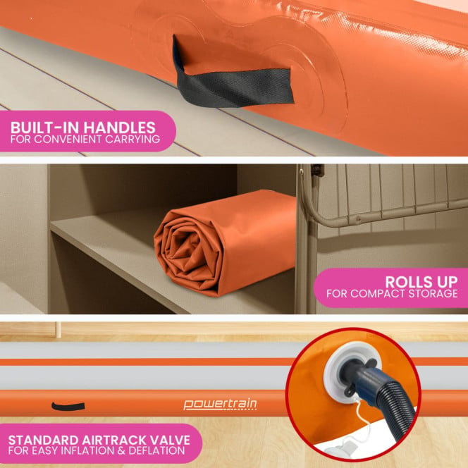 4m x 1m x 20cm Air Track Inflatable Gymnastics Tumbling Mat - Orange Image 9