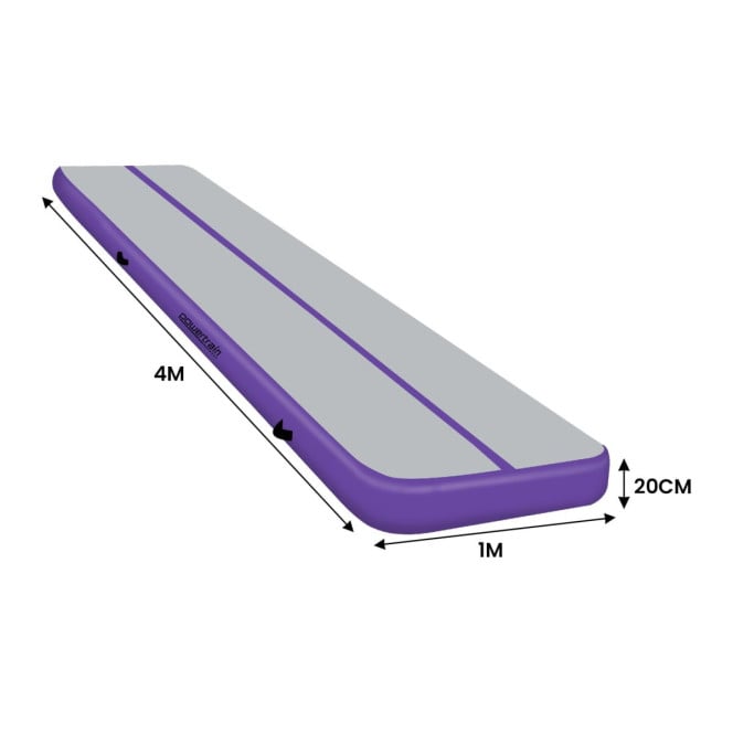 4m x 1m x 20cm Air Track Inflatable Tumbling Mat Gymnastics - Purple Grey Image 4