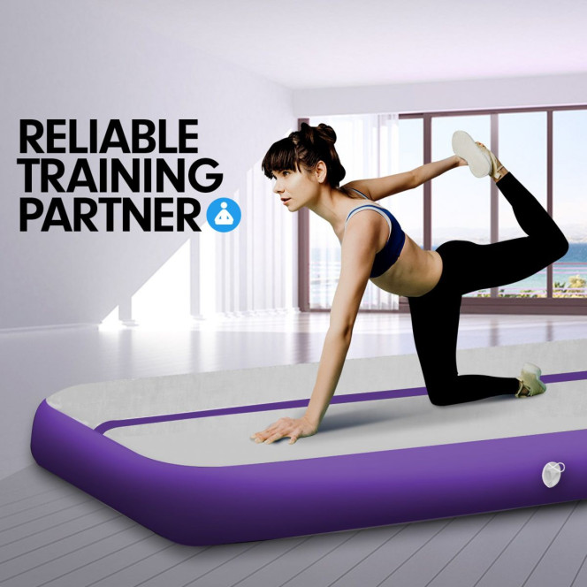 4m x 1m x 20cm Air Track Inflatable Tumbling Mat Gymnastics - Purple Grey Image 10