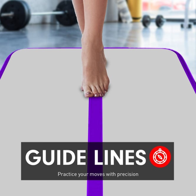 4m x 1m x 20cm Air Track Inflatable Tumbling Mat Gymnastics - Purple Grey Image 3