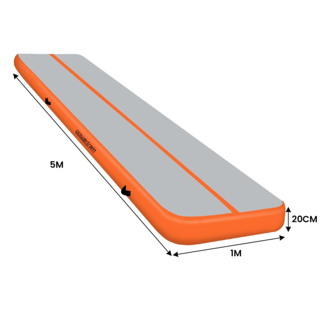 5m x 1m x 20cm Air Track Inflatable Tumbling Mat Gymnastics - Orange Image 3