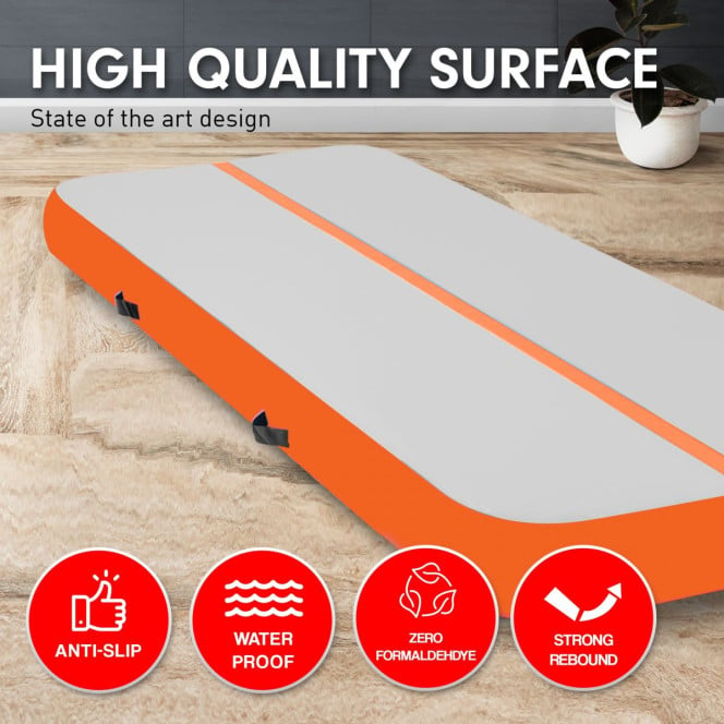 5m x 1m x 20cm Air Track Inflatable Tumbling Mat Gymnastics - Orange Image 5