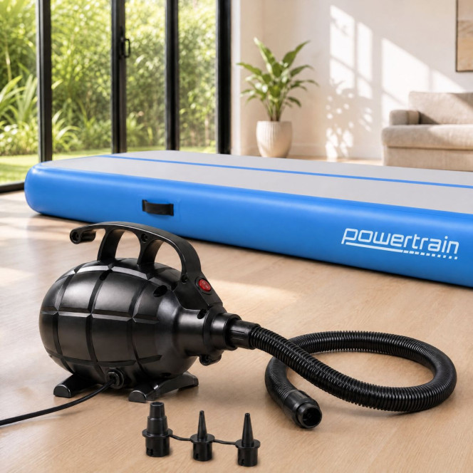 Powertrain 3m x 1m Inflatable Air Track 20cm Thick Gymnastics Exercise Tumbling Mat in Blue with Electric Pump Image 15
