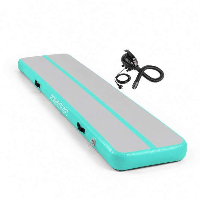 Powertrain 3m x 1m Inflatable Air Track 20cm Thick Gymnastics Exercise Tumbling Mat in Green with Electric Pump Image 2