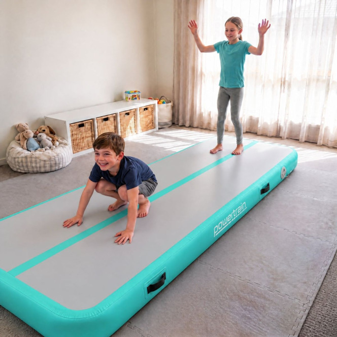 Powertrain 3m x 1m Inflatable Air Track 20cm Thick Gymnastics Exercise Tumbling Mat in Green with Electric Pump Image 12