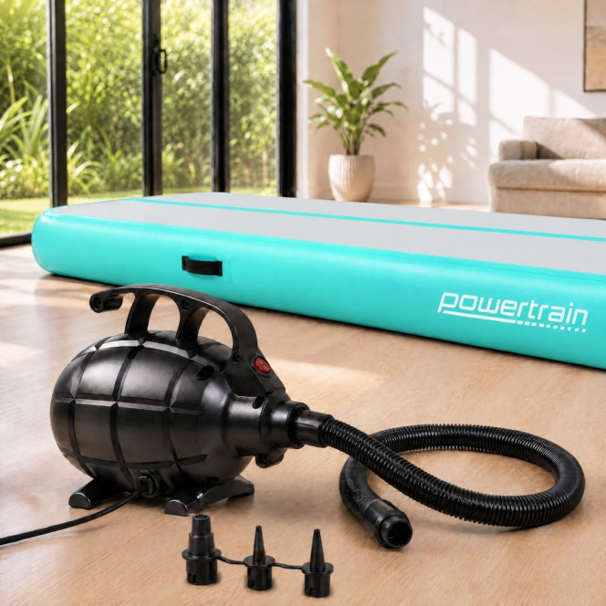 Powertrain 3m x 1m Inflatable Air Track 20cm Thick Gymnastics Exercise Tumbling Mat in Green with Electric Pump Image 15