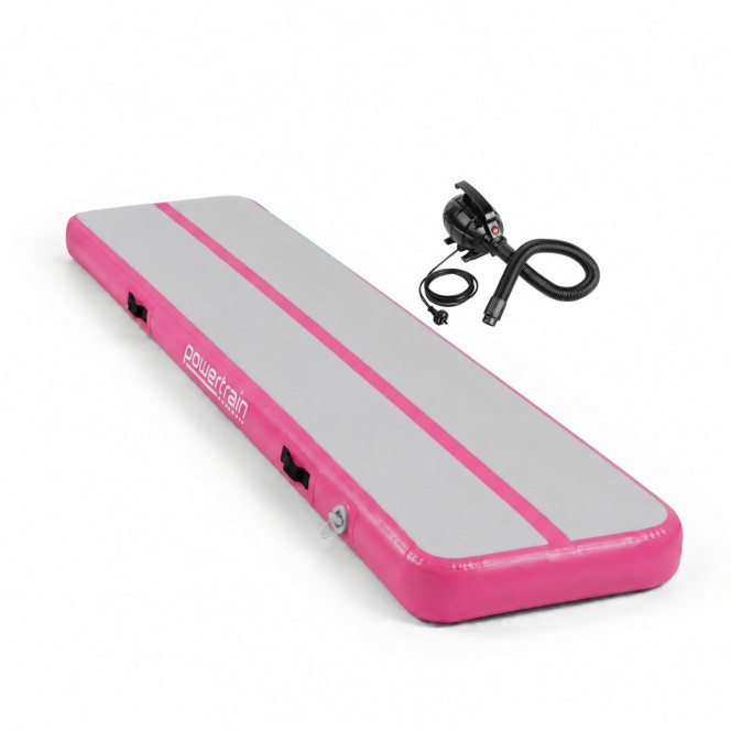 Powertrain 3m x 1m Inflatable Air Track 20cm Thick Gymnastics Exercise Tumbling Mat in Pink with Electric Pump Image 2