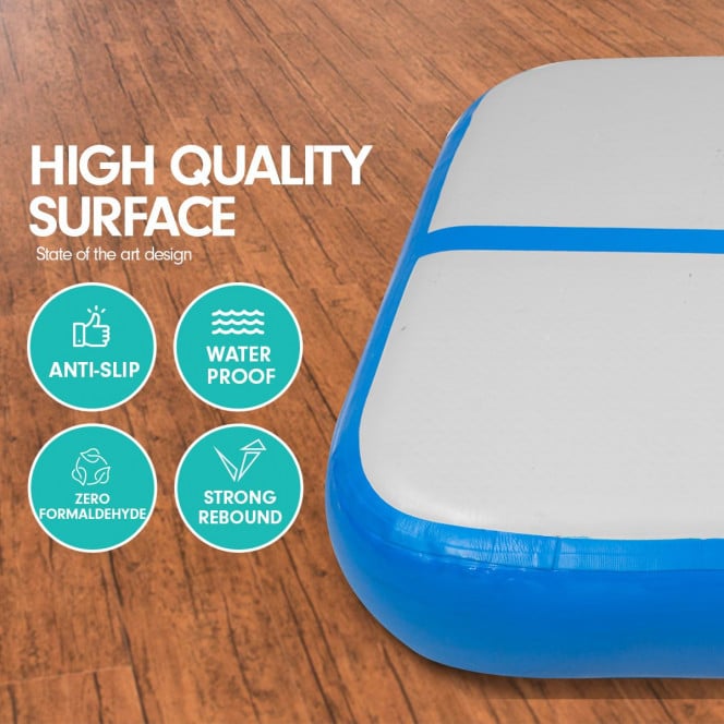 Air Track Block 1m Square Inflatable Gymnastics Tumbling Mat with Pump - Blue Image 3