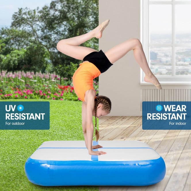 Air Track Block 1m Square Inflatable Gymnastics Tumbling Mat with Pump - Blue Image 7