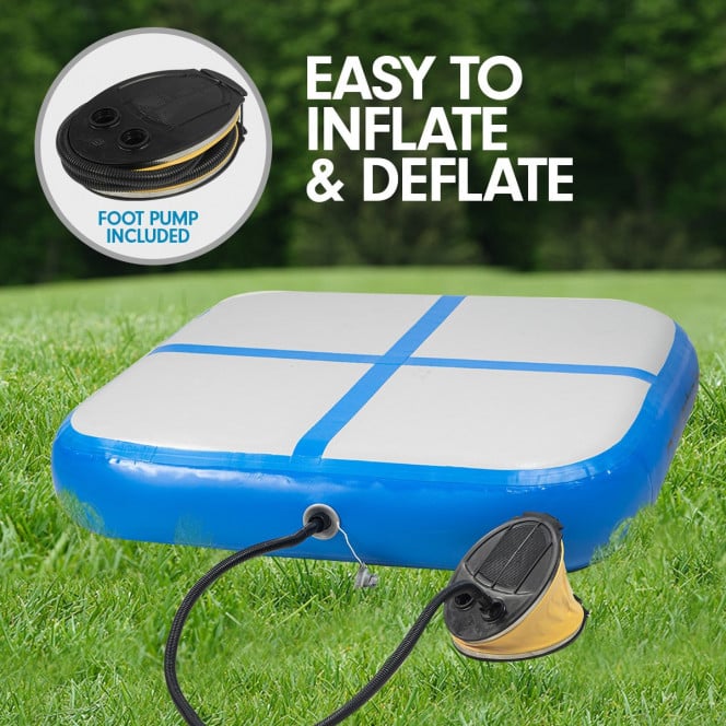 Air Track Block 1m Square Inflatable Gymnastics Tumbling Mat with Pump - Blue Image 4