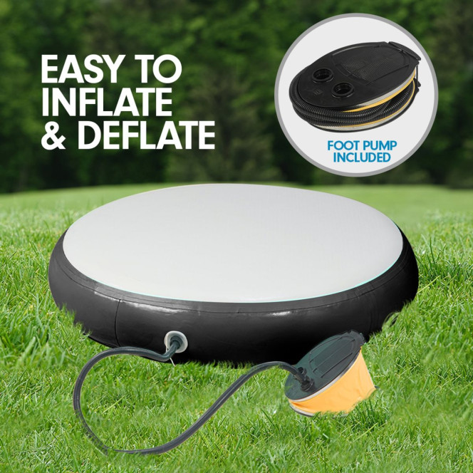 Powertrain 1m Air Track Spot Round Inflatable Gymnastics Tumbling Mat Pump Black Image 6