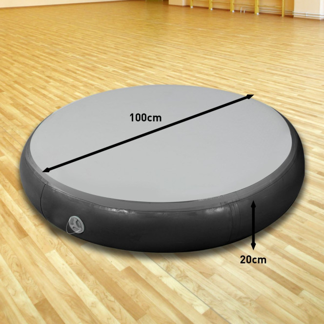 Powertrain 20cm Thick 1m Airtrack Spot Round Inflatable Gymnastics Tumbling Mat Air Track with Pump - Black Image 8