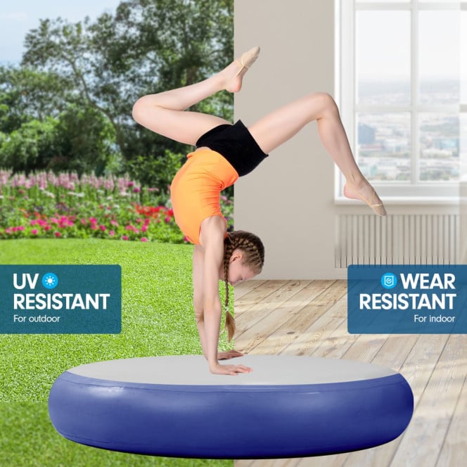 Powertrain 1m Air Track Spot Round Inflatable Tumbling Mat Dark Blue