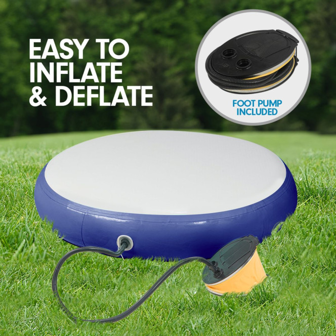 Powertrain 20cm Thick 1m Airtrack Spot Round Inflatable Gymnastics Tumbling Mat Air Track with Pump - Dark Blue Image 7