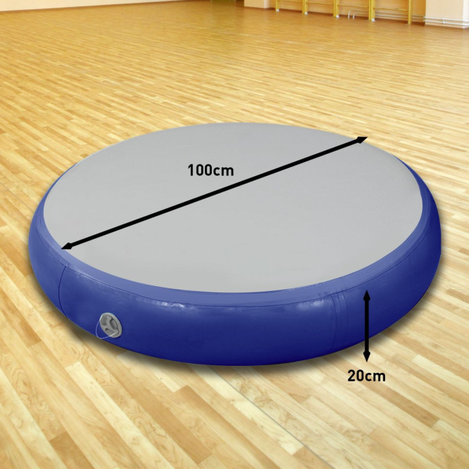 Powertrain 20cm Thick 1m Airtrack Spot Round Inflatable Gymnastics Tumbling Mat Air Track with Pump - Dark Blue Image 8