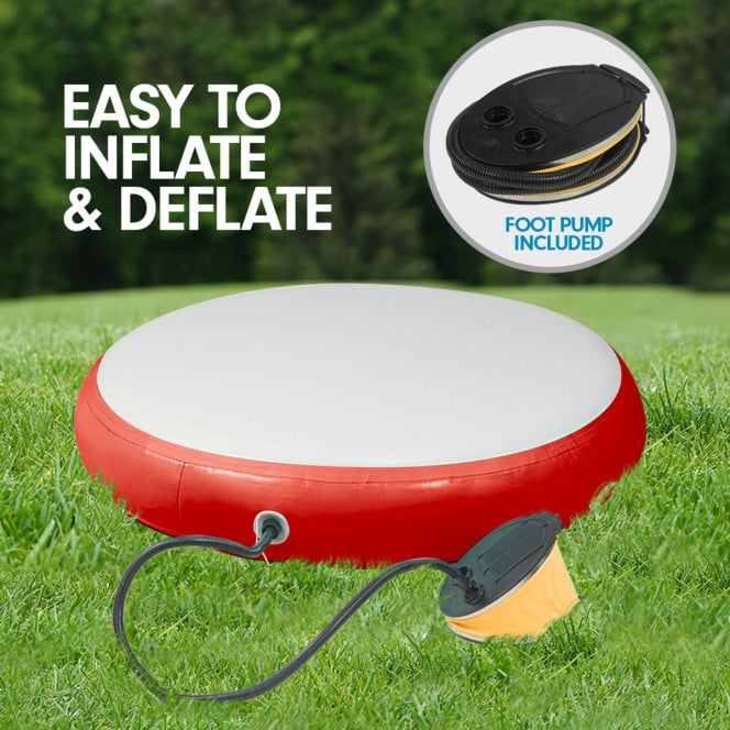 Powertrain 20cm Thick 1m Airtrack Spot Round Inflatable Gymnastics Tumbling Mat Air Track with Pump - Red Image 7