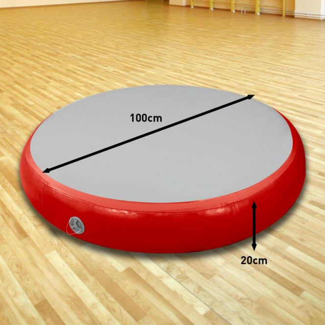 Powertrain 1m Airtrack Spot Round Inflatable Gymnastics Tumbling Mat with Pump - Red Image 8