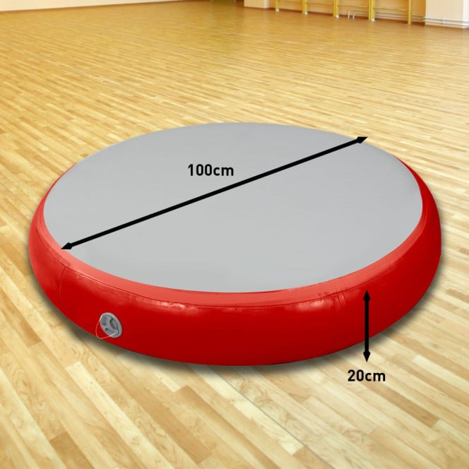 Powertrain 20cm Thick 1m Airtrack Spot Round Inflatable Gymnastics Tumbling Mat Air Track with Pump - Red Image 8