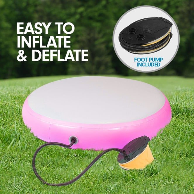 Powertrain 1m Airtrack Spot Round Inflatable Gymnastics Tumbling Mat with Pump - Pink Image 4