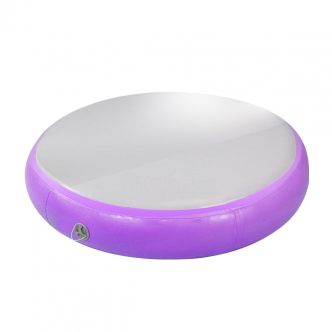 Powertrain 1m Airtrack Spot Round Inflatable Gymnastics Tumbling Mat with Pump - Purple